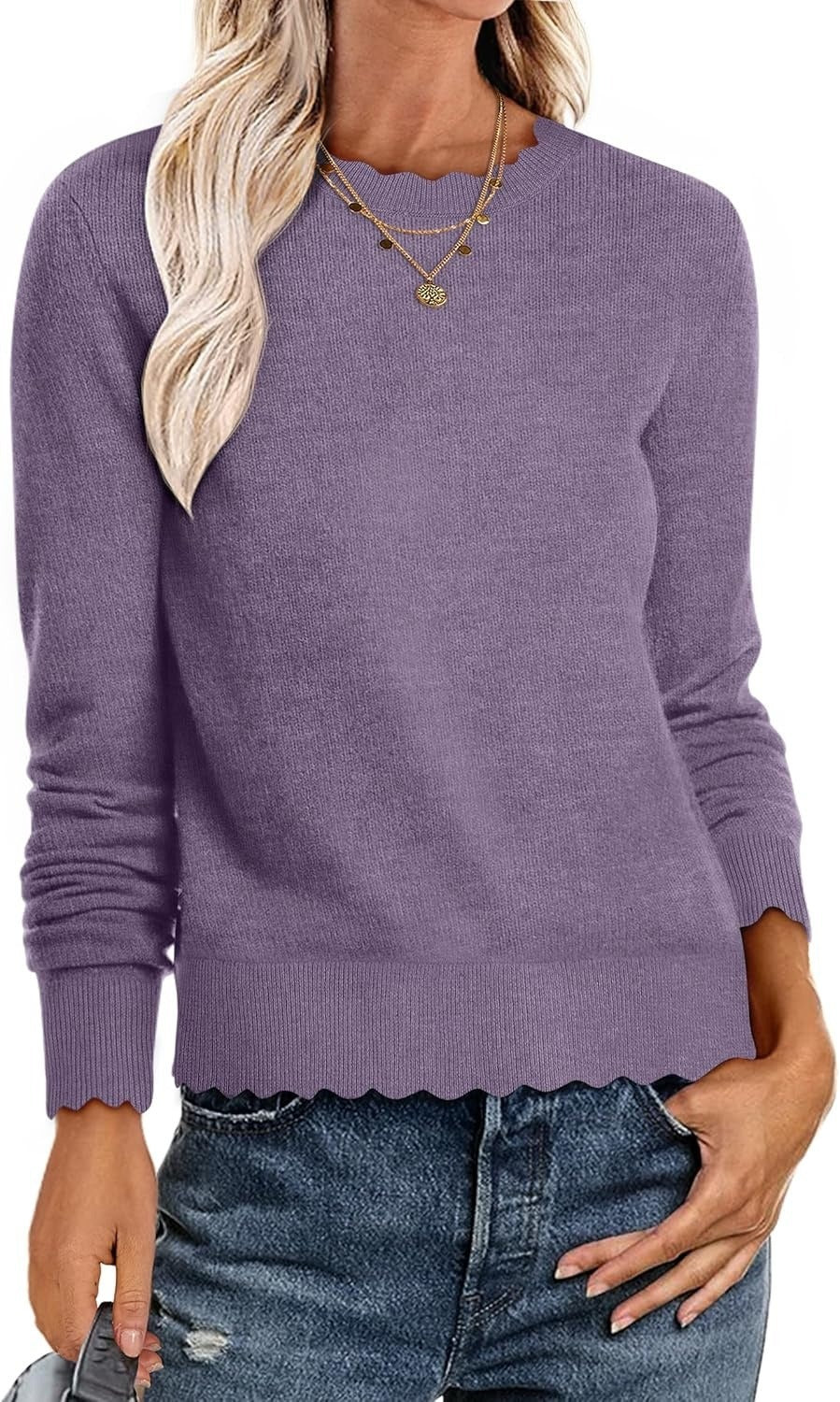 Damen Sweater mit Wellenkante Drune
