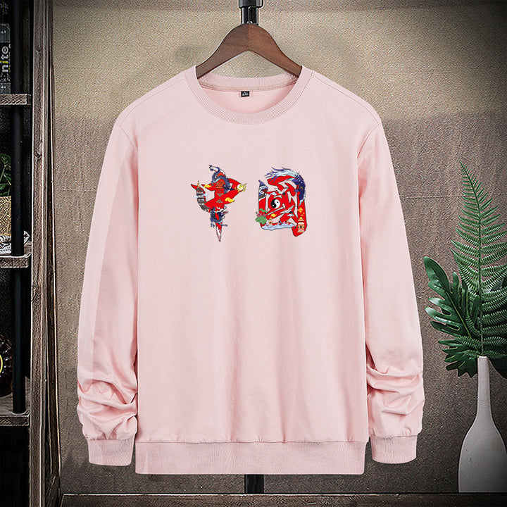 Herren Rundhals-Sweatshirt mit detailreichem Grafikprint Drune
