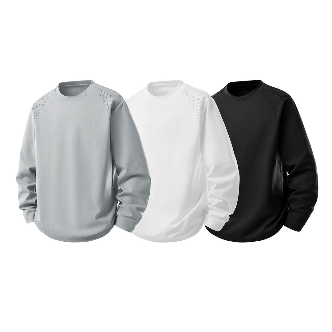 Herren Atmungsaktives Rundhals-Performance-Sweatshirt mit mikroperforierten Schulterpaneelen Drune