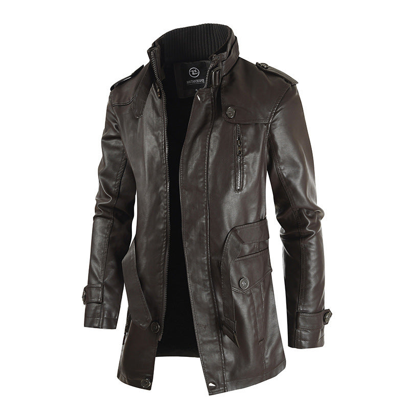 Herren Kunstlederjacke mit hochschließendem Kragen