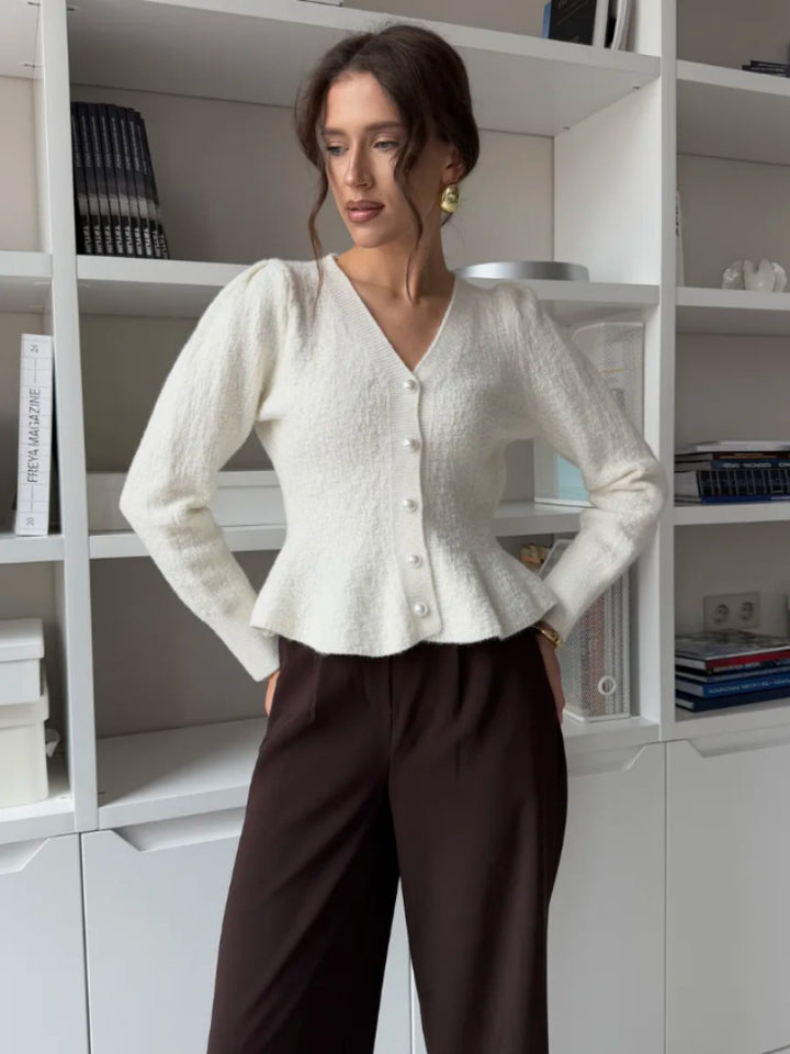 Damen Eleganter Strickcardigan mit hochgeschlossenem Kragen Drune