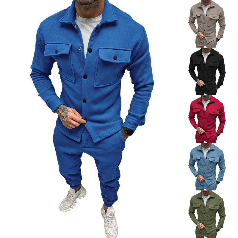 Herren sportliches Freizeit-Set mit modernem Kragen und praktischen Taschen Drune