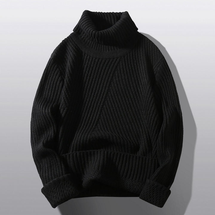 Herren Strickpullover mit hohem Kragen und strukturiertem Zopfdesign Drune