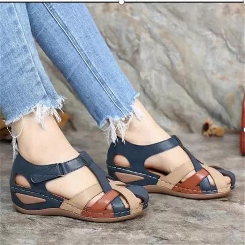 Damen Geflochtene geschlossene Komfort‑Sandalen mit verstellbarem Knöchelriemen Drune