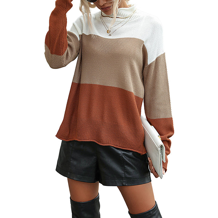 Damen Bequemer Strickpullover mit hohem Kragen Drune