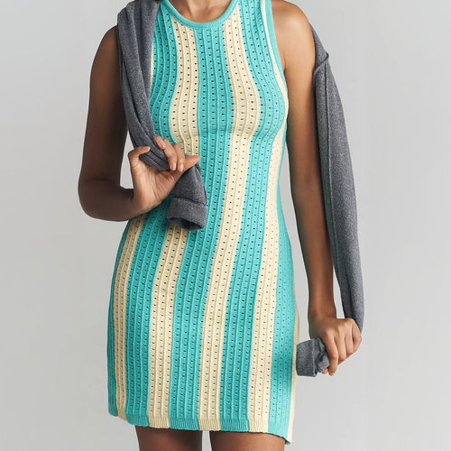 Damen figurbetontes Strickkleid mit einzigartigem Muster Drune