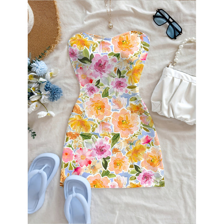 Damen Sommerliches Maxikleid mit floralem Motiv und figurbetonter Silhouette Drune
