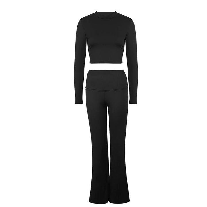 Damen Sportliches Set mit kombiniertem Cut-Out-Oberteil und weitem Hosenansatz Drune