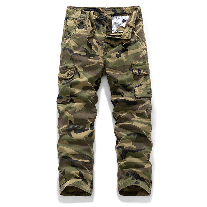 Herren Cargohose im Military‑Look mit Mehrfachtaschen, Kordelzugbund und verstärkten Kniepartien Drune
