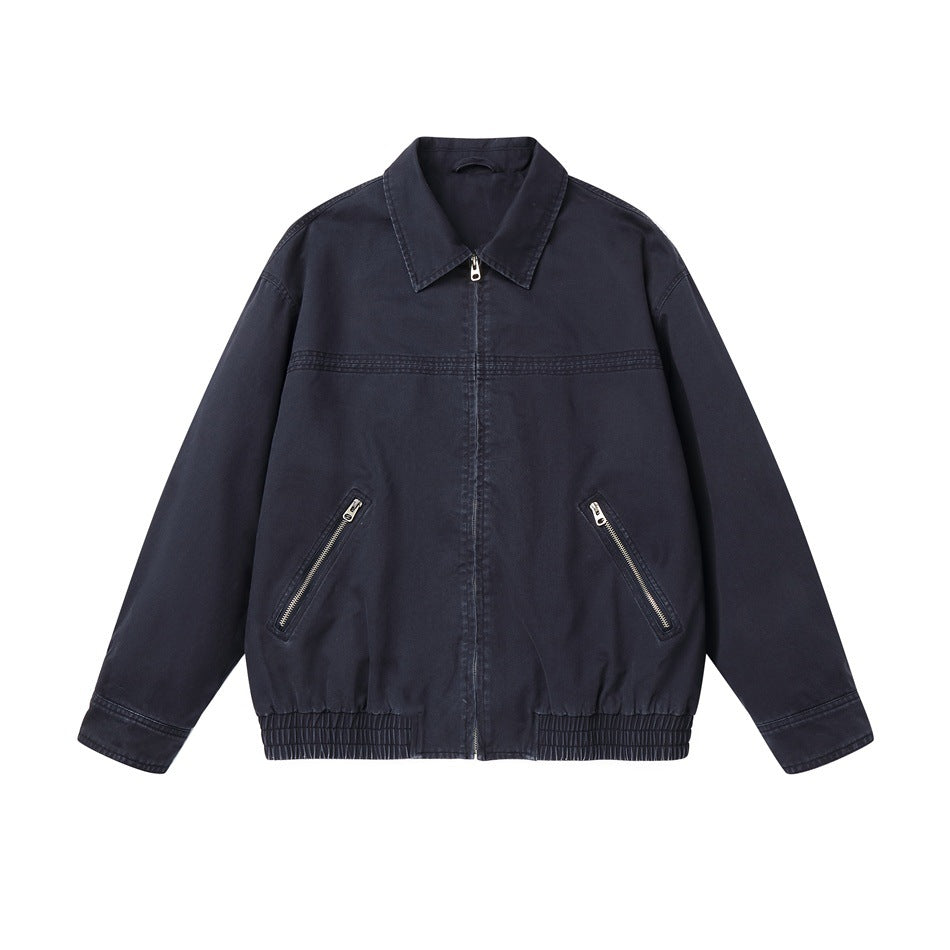 Herren Kurzblouson im Boxy‑Cut aus Canvas mit diagonalen Reißverschlusstaschen und elastischem Saum Drune