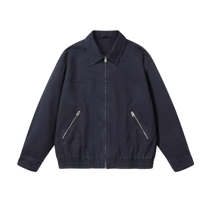 Herren Kurzblouson im Boxy‑Cut aus Canvas mit diagonalen Reißverschlusstaschen und elastischem Saum Drune