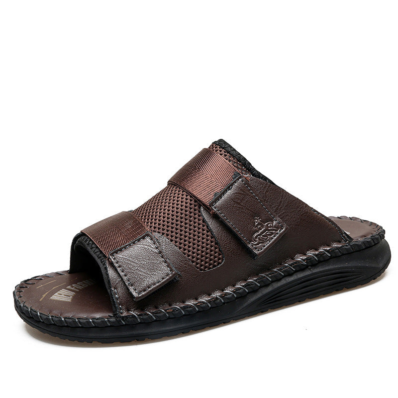 Herren Atmungsaktive Leder-Sandalen mit verstellbarem Klettverschluss Drune
