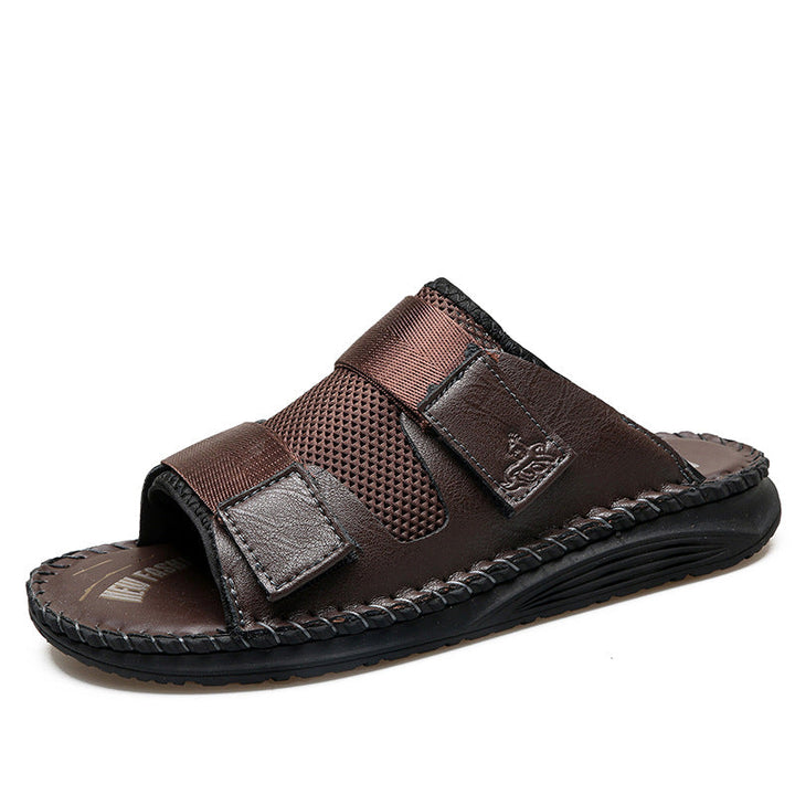 Herren Atmungsaktive Leder-Sandalen mit verstellbarem Klettverschluss Drune