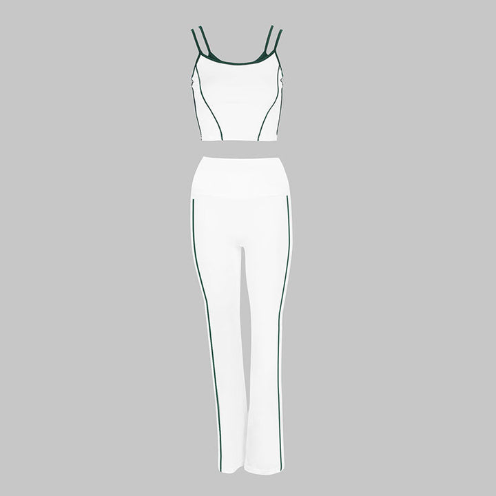 Damen Sportliches Zweiteiliges Set mit modischem Crop-Top und weiten Leggings Drune