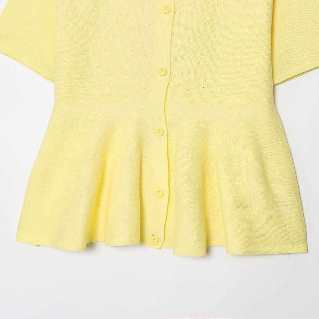 Damen modische Strickjacke mit fließendem Schnitt und Zierknöpfen Drune
