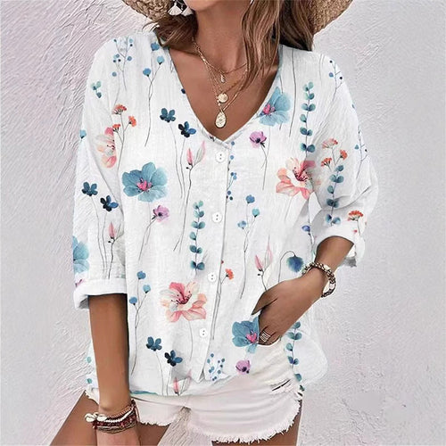 Damen Bluse mit floralem Druck und lässigem Schnitt Drune
