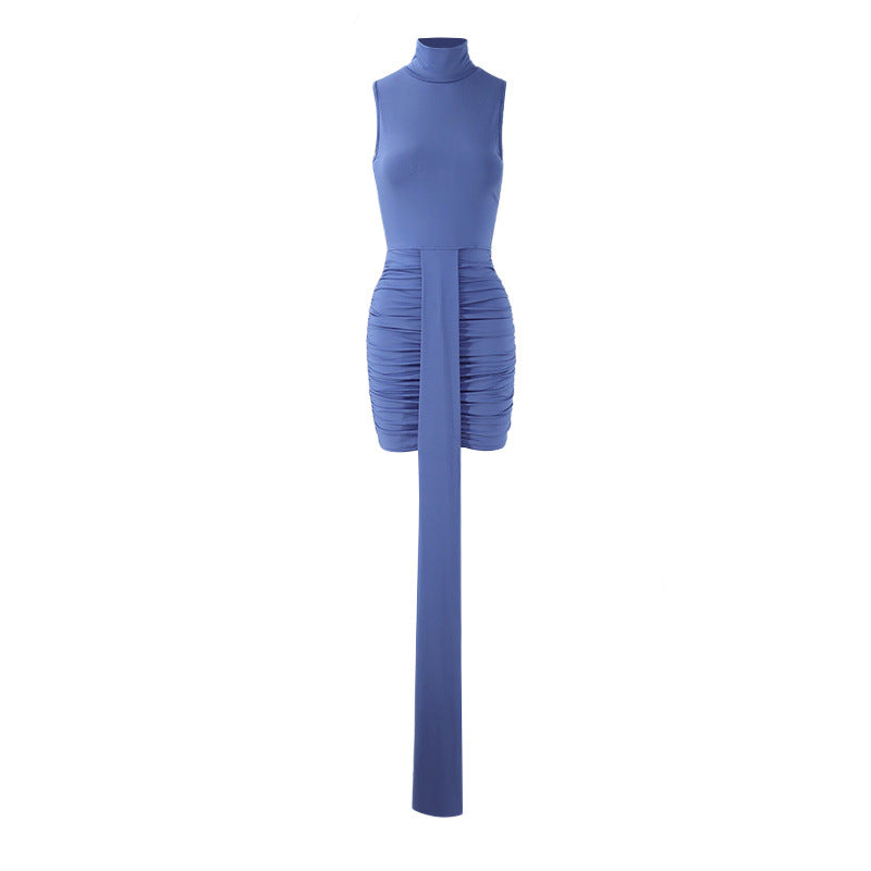 Damen Figurnahes Minikleid mit hohen Kragen und raffinierten Rüschendetails Drune