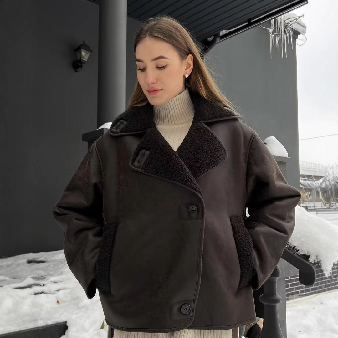 Damen Modische Fleecejacke mit kuscheligem Innenfutter Drune