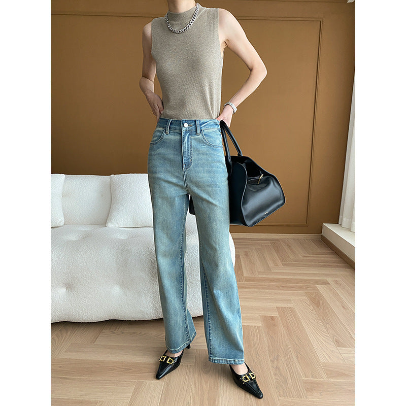 Damen Hochgeschnittene Jeans mit weitem Bein Drune