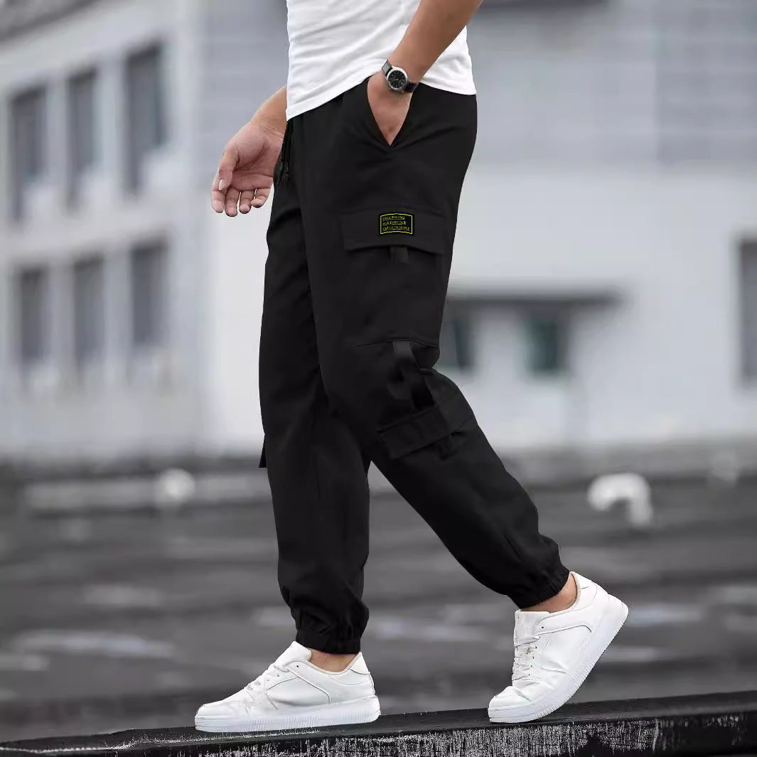 Herren modische Cargo-Joggerhose mit elastischem Bund, Kordelzug und mehreren Sicherheits- und Klappentaschen Drune