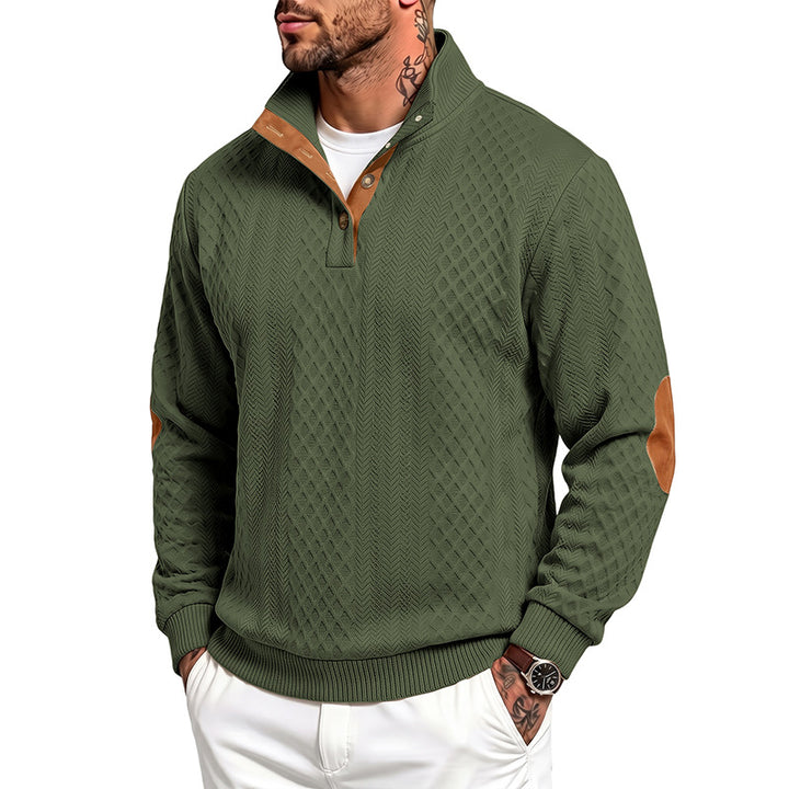 Herren Feinstrukturierter Troyer-Pullover mit Kragenbesatz und Ellbogen-Patches Drune