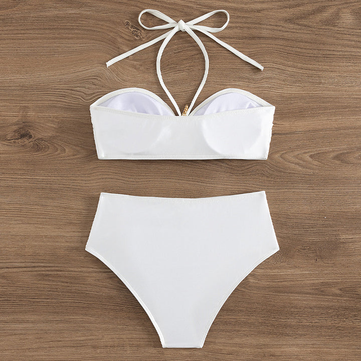 Damen Hochtaillierter Bikini mit eleganten Muschelverzierungen Drune