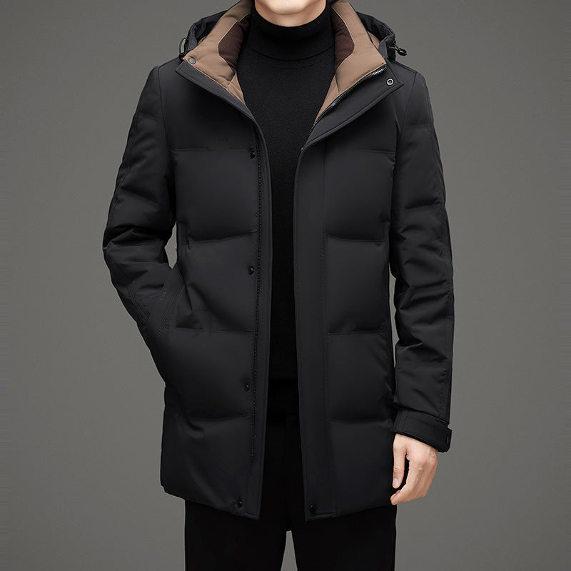Herren Wattierte Kapuzen-Steppjacke mit verlängertem Schnitt und winddichter Membran Drune