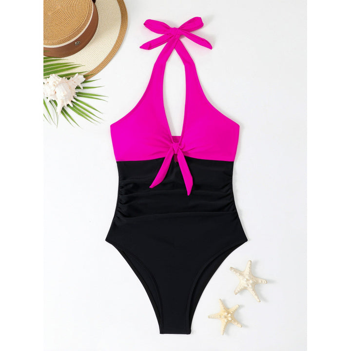 Damen Hochtaillierter Badeanzug mit raffiniertem Knotendesign Drune