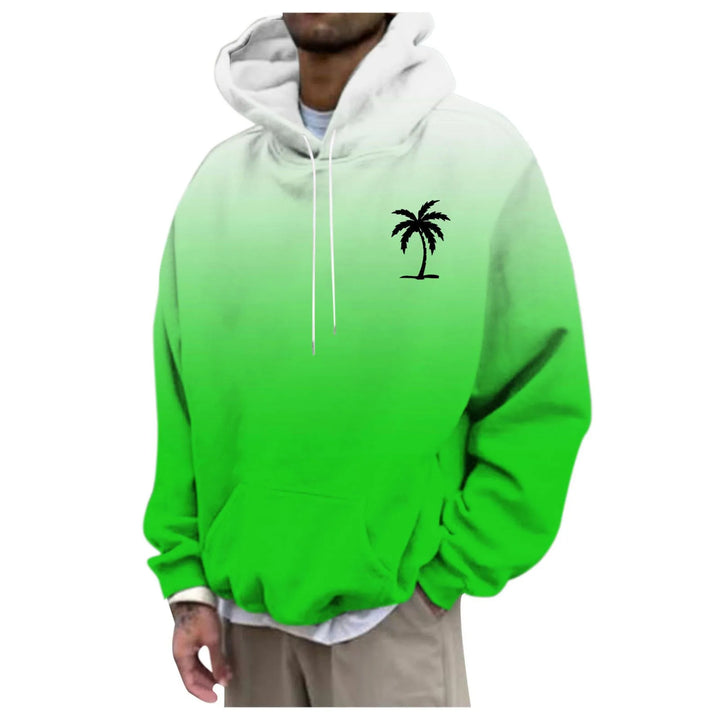 Unisex Trendiger Oversized Kapuzenpullover mit Farbverlauf und Palmenmotiv Drune