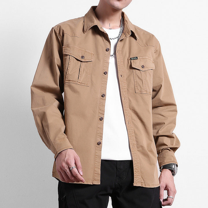 Herren Lockeres Utility-Hemd mit Pattentaschen und Workwear-Details Drune