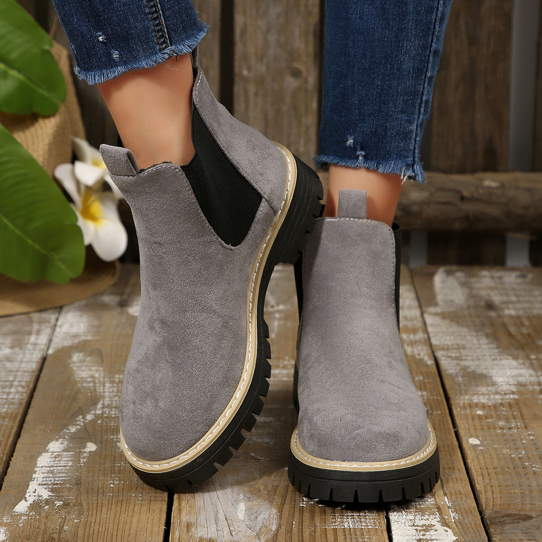 Damen nan Chelsea-Boots mit profilierter Traktorsohle und elastischen Seiteneinsätzen Drune