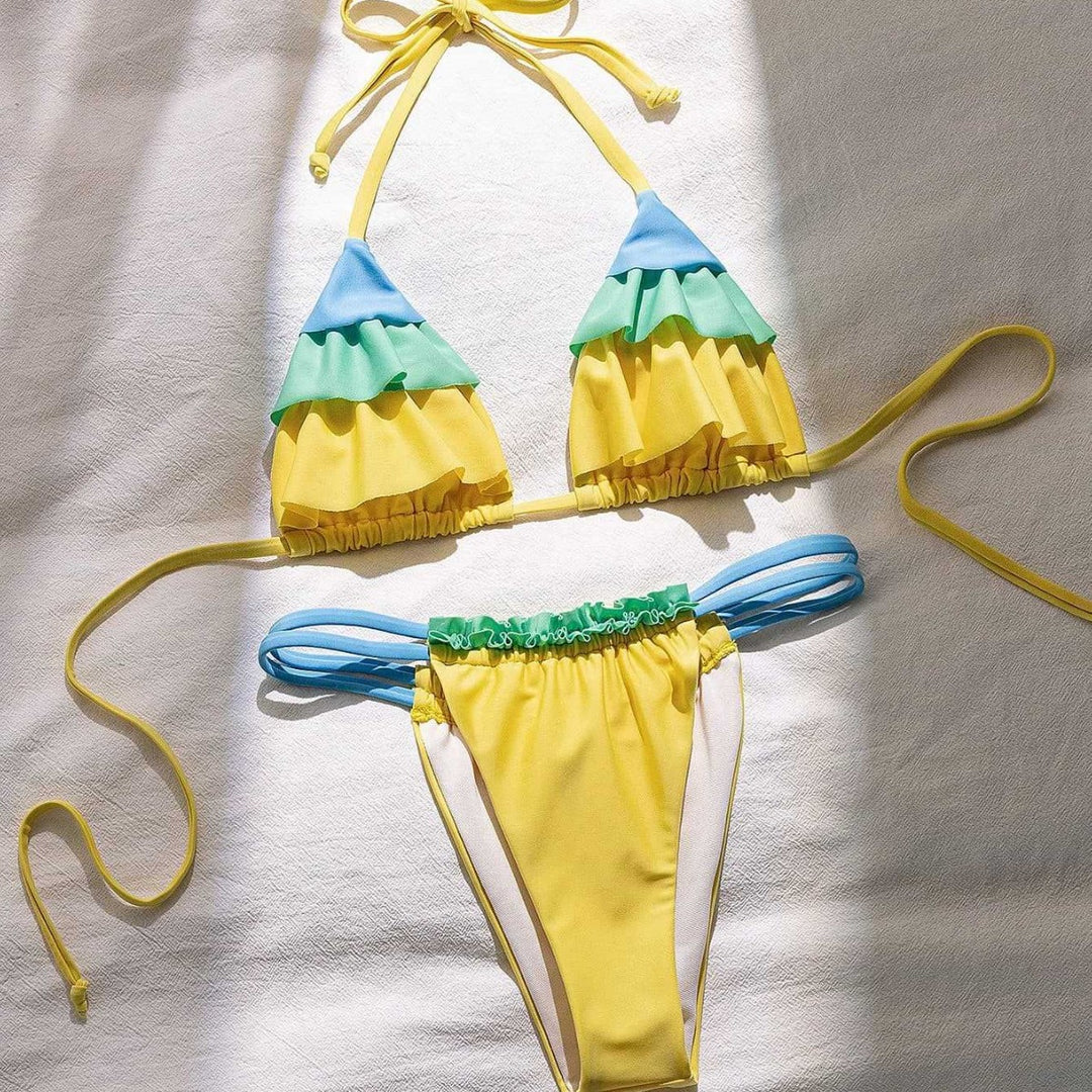 Damen Rüschen Bikini-Set mit verstellbaren Trägern Drune