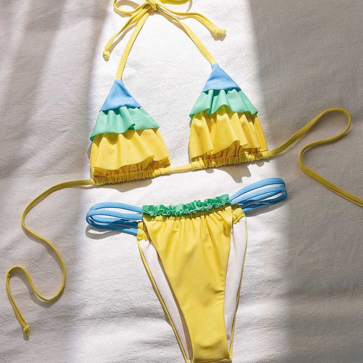 Damen Rüschen Bikini-Set mit verstellbaren Trägern Drune
