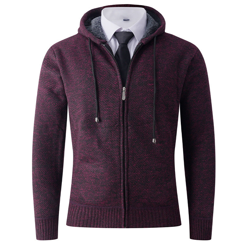 Herren modische Strickjacke mit Kapuze und Reißverschluss Drune