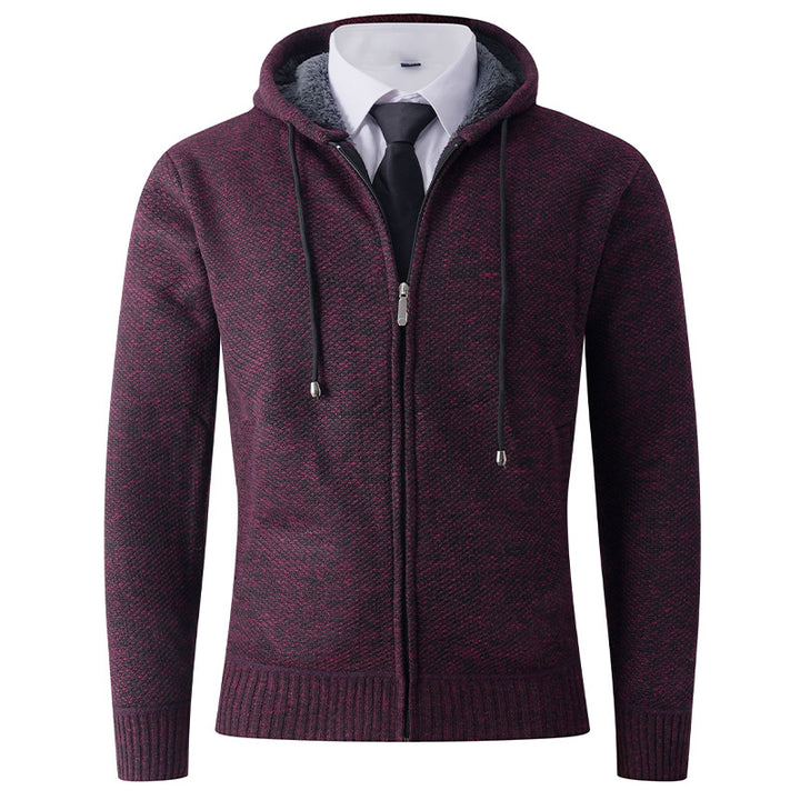 Herren modische Strickjacke mit Kapuze und Reißverschluss Drune