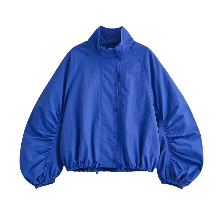 Damen Kurze Windjacke mit voluminösen Ballonärmeln und Stehkragen Drune