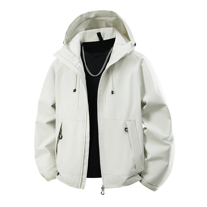 Herren matte Softshell-Kapuzenjacke mit verschweißten Nähten, Zweiwege-Reißverschluss und verstellbarem Kordelsaum Drune