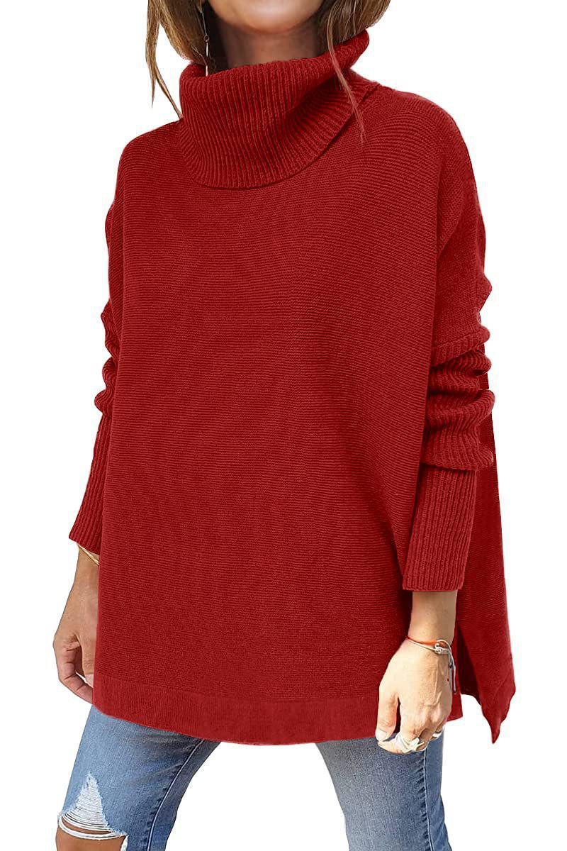 Damen komfortabler Rollkragenpullover mit weichem Strickmuster Drune
