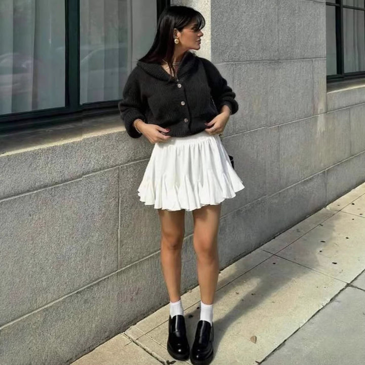Damen Strickjacke mit Knöpfen und kontrastierendem Design Drune