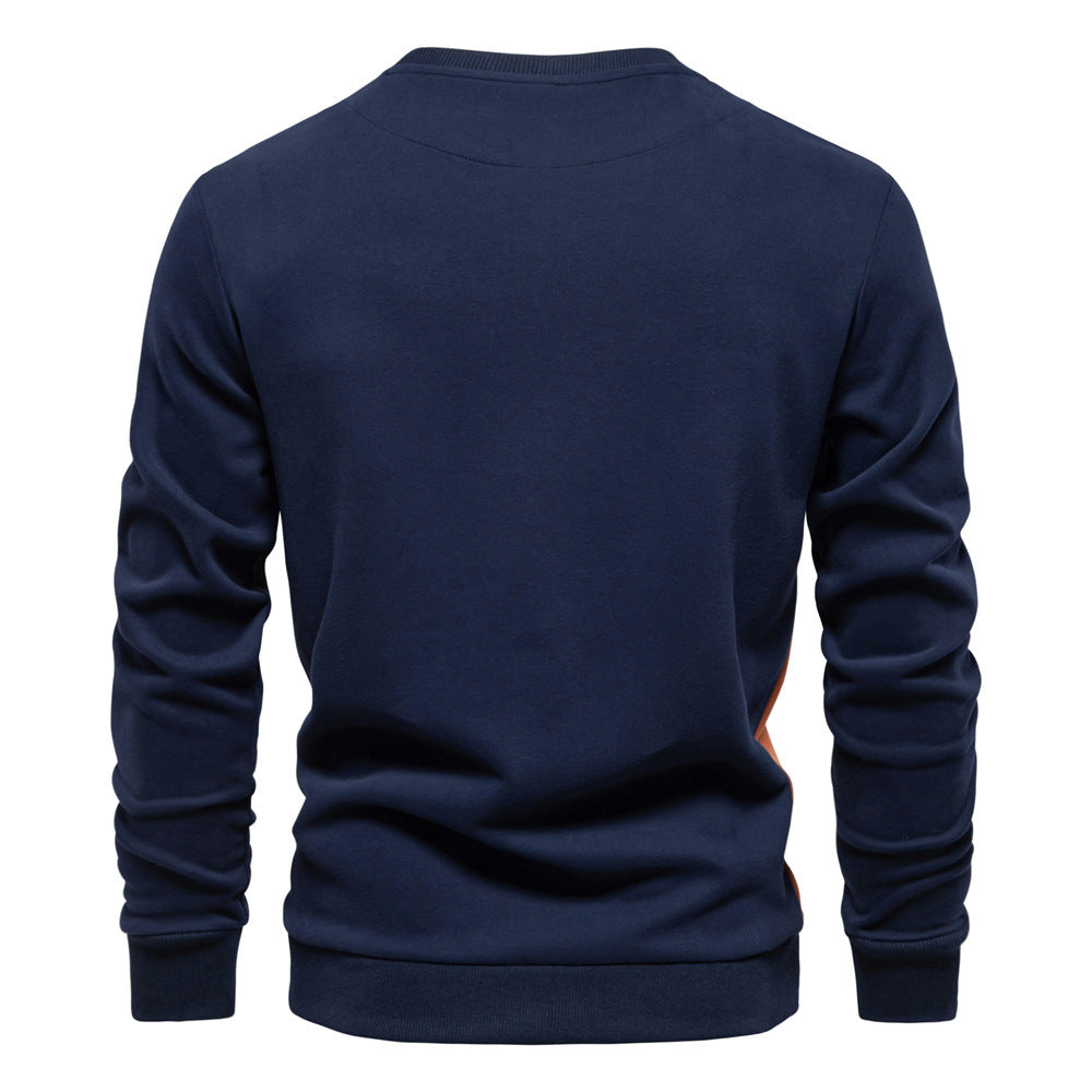 Herren nan Rundhals-Sweatshirt aus Baumwollmix mit seitlicher Kontrastpaspel und schmaler Silhouette Drune