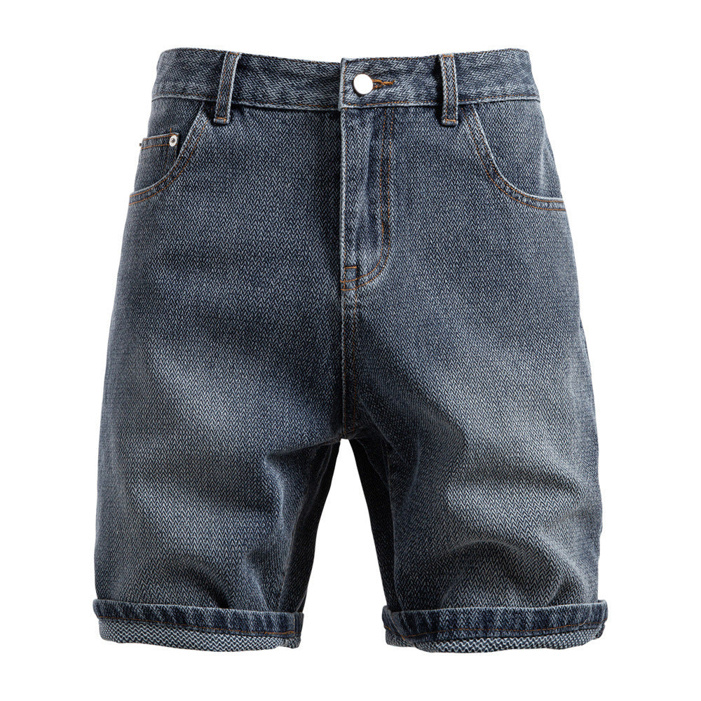 Herren nan Jeansshorts mit Umschlag, mittelhoher Bund und klassischer Taschenaufteilung Drune