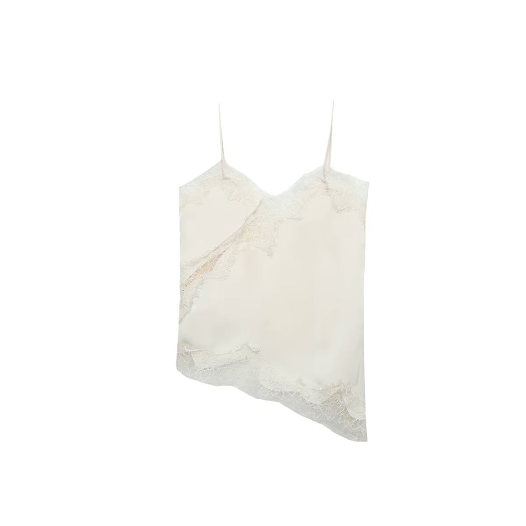 Damen-Spitzen-Camisole mit asymmetrischem Schnitt und eleganten Punkten Drune