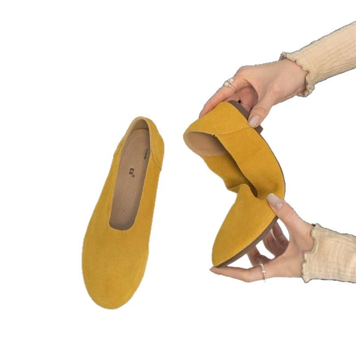 Damen Minimalistische Wildleder-Ballerina-Slipper mit gepolstertem Komfortfußbett Drune