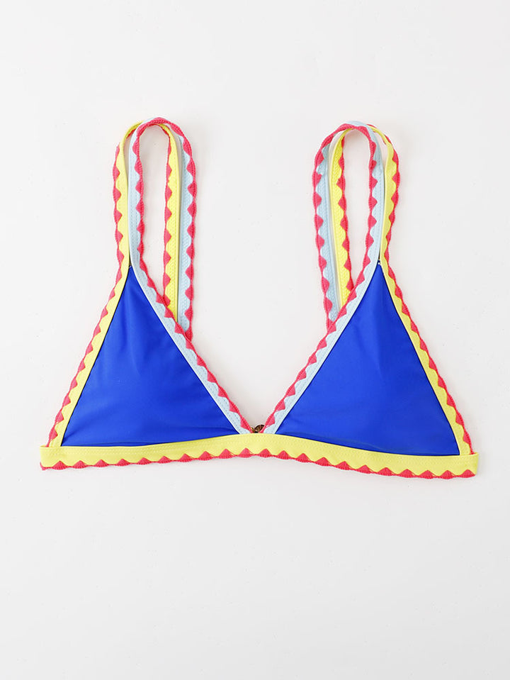Damen Triangel-Bikinioberteil mit buntem Rüschenrand Drune