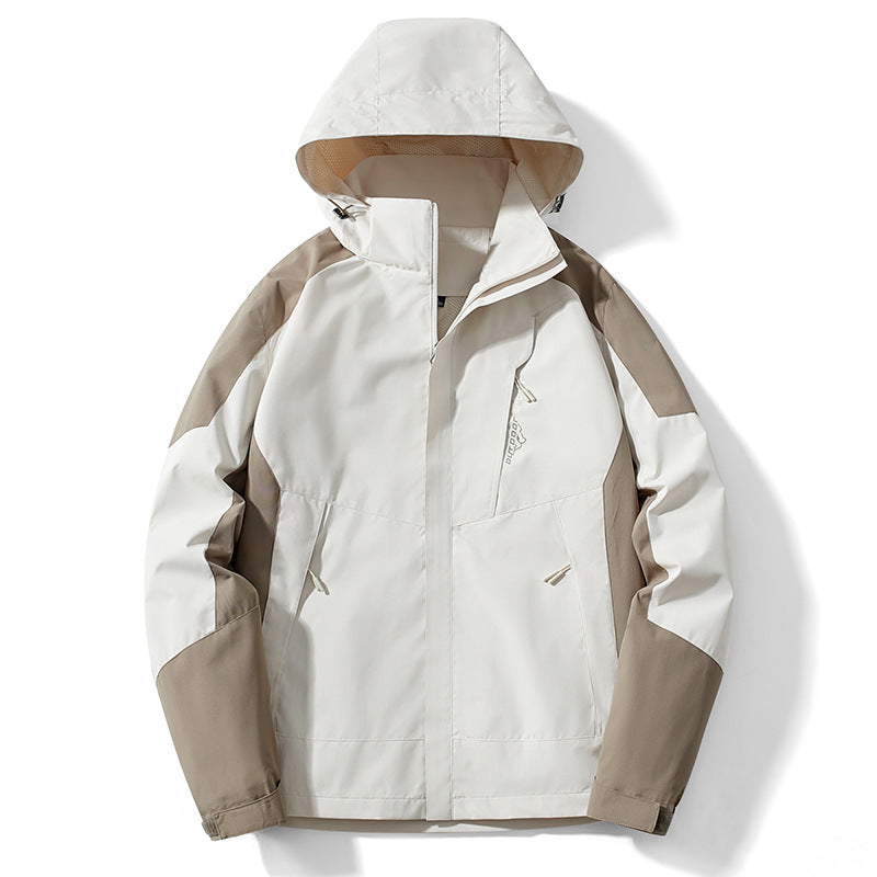 Herren Colorblock Softshell-Trekkerjacke mit Kapuze, verdeckten Reißverschlüssen und seitlichen Eingrifftaschen Drune