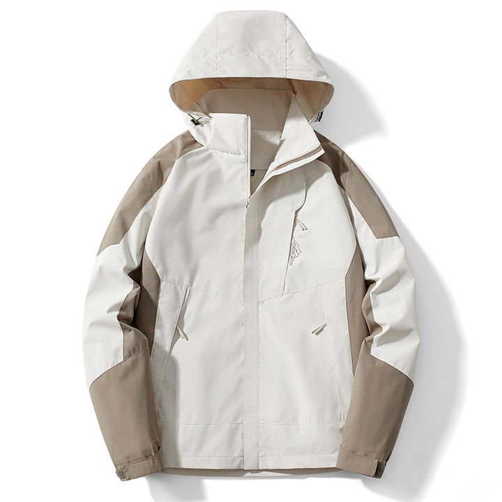 Herren Colorblock Softshell-Trekkerjacke mit Kapuze, verdeckten Reißverschlüssen und seitlichen Eingrifftaschen Drune