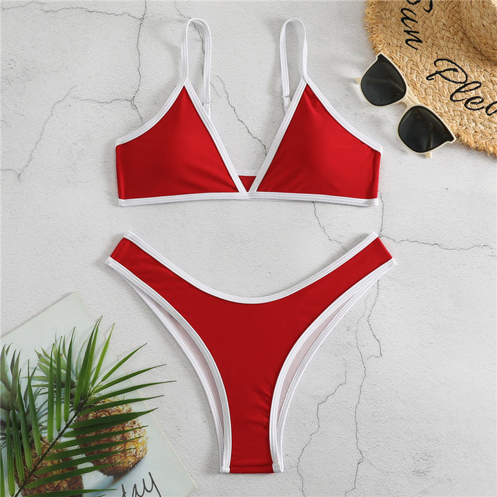 Damen Triangle Bikini Set mit Kontrastbesatz Drune