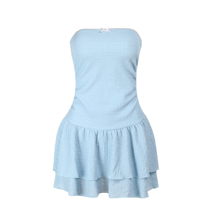 Damen kurzes Sommerkleid mit Rüschendetails Drune