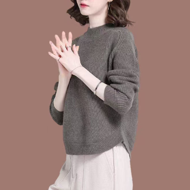 Damen lässiger Strickpullover mit hohem Kragen und weitem Schnitt Drune