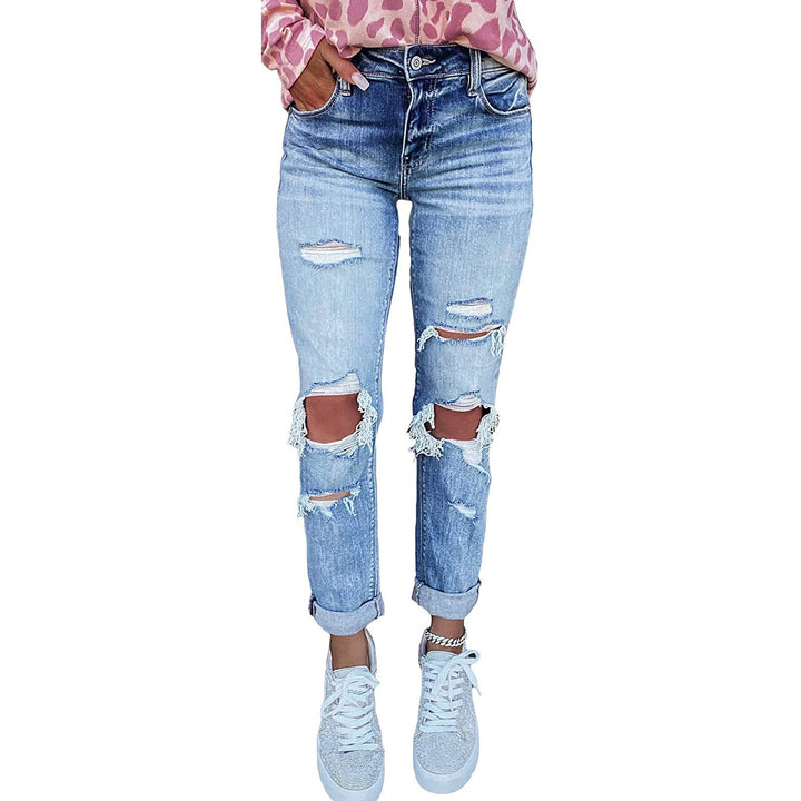 Femme High-Rise Distressed Boyfriend Jeans Drune